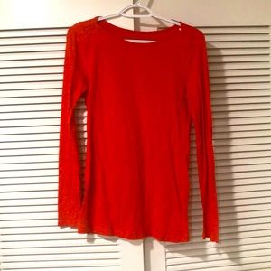 J. Crew Artist T Boat neck long sleeve shirt, orange, size Medium, M